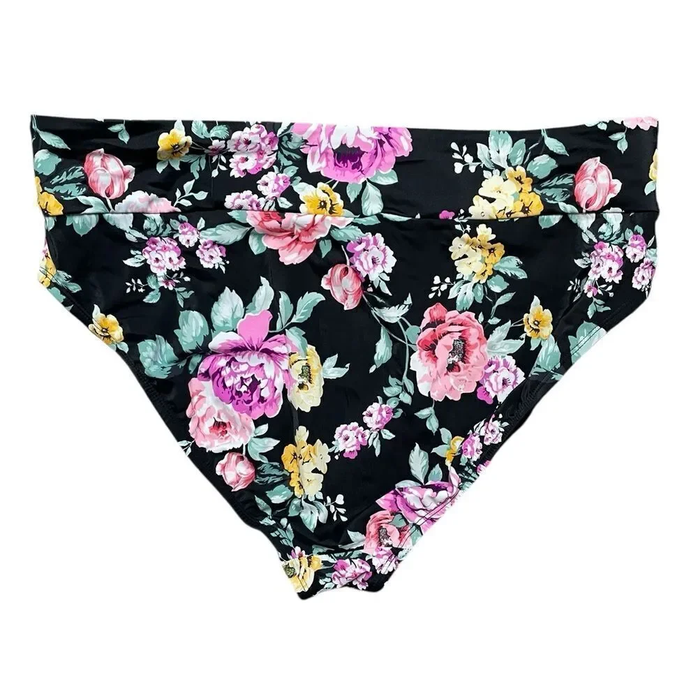 AMERICAN BEACH X MAURICES Floral Tankini Flattering Black Size Large / XL